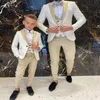 Costumes pour hommes Blazers Père et fils Hommes Mariage Tuxedos 3 pièces Blanc Motif floral Slim Fit Cocktail Party Groom Personnalisé M255G