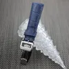 Leren horlogebanden Blauwe horlogeband met veerstang voor IWC 180W