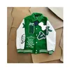 Erkek Kadın Ceket L Vintage Gevşek Uzun Kollu Yeşil Beyzbol Adamının Hip Hop Sonbahar Varsity Sıradan Sıcak Bombacı Bezi M-XL