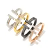 Mode damesarmband gouden armband diamanten armbanden titanium staal wind dikke dubbele T-vormige dame open symmetrische designer jewel261M
