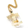Hip Hop Rapper Men shiny diamond pendant gold silver necklace DEATHROW label pendant zircon jewelry night club accessory sweater rope chain cuban chain24inch 1843