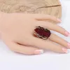 Bagues de cluster Vintage Big Rouge Bleu Pierre Naturelle Pour Femmes Luxe Argent Couleur Cristal Fleur De Mariage Femme Mujer Mode Bijoux255b