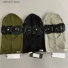 Beanie/Kafatası Kapakları Ekstra İnce Merino yün Goggle Balaclava Beanie Örgü Şapka Açık hava Isı Windbreak Hood Men Cap Kafatası Kapakları Siyah Onize T230910