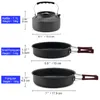 Camp Kitchen Widesa Camping Cookware Set Outdoor Pot Table Sit Kit Cooking Water Kettle Pan Travel Cuterils redskap Vandring Picknickutrustning 230909