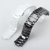 Watch Bands Hig Quality Ceramic Watchband White Black Convex Mouth Bracelet With Push-button Hidden For AR1424 AR1440 18 9mm 22 11230v