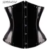 Gotisk fetisch svart underbust korsett pvc vinyl bustier snörning topp punk s-2xl body shaper2348