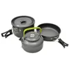 Cucina da campo Portatile antiaderente Lega di alluminio Pentole da campeggio Cottura all'aperto Teiera Stoviglie da picnic Bollitore Pentola Padella 3 pezzi set 230909