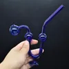 2pcs verre incurvé tuyau de brûleur à mazout forme de serpent couleurs artisanat verre fumer des conduites d'eau pour Dab Rig Bong avec des tuyaux en verre d'équilibrage de base