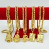 Collier plaqué or 18 carats pour hommes chinois, pendentif 24 chaînes, bijoux cadeau 185p