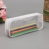 Transparent PVC Pencil Bag Canvas Flower Stationery Storage Case Waterproof Pouch School Student Supplies