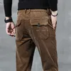 Pantalon décontracté doux pour hommes, poche arrière spéciale couverte en velours côtelé, tendance, Slim, extensible, vêtements d'automne