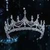 Jóias de cabelo de casamento barroco luxo geométrico cristal nupcial tiaras coroa grande concurso baile diadem noiva headbands acessórios 231007