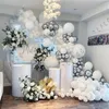 147pcs White Chrome Metallic Srebrny Balon Garland Arch Zestaw na urodziny Dekoracja przyjęcia weselnego Balon Baby Shower x072283s