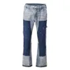 Jeans de créateur pour hommes, qualité originale, Street, haute couleur, épissé, délavé, surdimensionné, jambe large, pantalon évasé en Denim droit, rétro, ample, décontracté