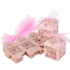 Romantic Hollow Out Love Birds Laser Cut Square Wedding Favor Candy Boxes Bridal Shower Party Favor Gift Boxes - Ribbon Included232Q