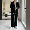 Men's Suits Blazers Winter Velvet Suit Men Fashion Social Mens Dress Set Korean Loose Casual Blazer Pants Sets Office Formal Black Grey 230909