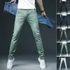 Jeans d'été en coton fin pour hommes, pantalon décontracté, extensible, taille basse, fermeture éclair, pantalon crayon en Denim, assorti avec tout, 2195