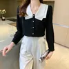 Women's Blouses Shirts Simple Autumn Elegant Single-Breasted Blouses Womens New Korean Loose Casual Vintage Shirts OL Office Wear Work Tops 2024