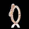 Bagues de cluster 2021 Tendance de la mode 100% S925 Sterling Silver Real Rose Gold 3 couleurs Bow Ring Original DIY Bijoux Convient pour Wome256s