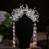 Bröllopshårsmycken 2023 Fashion Beaded Butterfly Clip for Women Tassel Crystal Bands Accessories Bridal Tiara Headdress 230909