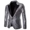 Magnifique manteau de spectacle en or Rose pour hommes, veste de costume à paillettes brillantes pour hommes, Blazer à un bouton, smoking pour fête, mariage, banquet, bal 2203281E