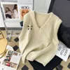 Gilet tricoté pour femmes, pull ample et paresseux coréen sans manches, printemps et automne