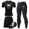 Men's Tracksuits Compression Shirt Sportswear Men Running TShirt Short Sleeve Fitness Leggings Quick Dry Sports Top Black Workout White Clothes 230909