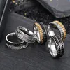 Update Lucky Double Rotatable Chains Ring Stainless Steel Spin Band Rings for Men Women Hip Hop Jewelry