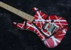 Rzadki duży wgłębienie 5150 Edward Van White Black Stripe Red Electric Guitar Floyd Rose Tremolo Nakrętka, podstrunka na szyję klonu