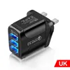 3 USB-зарядные устройства для быстрой зарядки, 2,4 А, 3 порта, адаптер питания QC 3,0, вилка европейского стандарта, США, Великобритании, настенное зарядное устройство для мобильного телефона