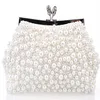 Nytt mode två kedjor Kvinnor Pearl Evening Bag Clutch Gorgeous Bridal Wedding Party Handbag 267g