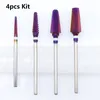 Nail Manicure Set 4st Kit Purple Pro Hela karbidborrbitar Art Electric Machine Files Tools Cut and Polish 230909