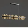 zwarte eetkamer kroonluchter rechthoek led woondecoratie armatuur modern design koperen keukeneiland hangende lamp320L