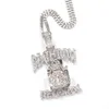 Hip Hop Rapper Mannen glanzende diamanten hanger goud zilveren ketting DEATHROW label hanger zirkoon sieraden nachtclub accessoire trui touw ketting Cubaanse chain24inch 1843