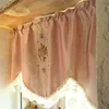 Vorhang koreanische rosa kurze Retro Rose Spitze Schleife Baumwolle Fenster Volant Home dekorative Küche Tür halb 230909