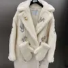 Classic teddy bear coats women wool caot Max designer jacket diamond embroidery long jackets women's windbreaker winter cashmere Coat