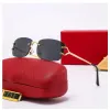 Mode Carti Designer Sonnenbrille Männer Frauen Mode Rahmenlose Rechteckige Beschichtung Buffalo Horn Sonnenbrille UV400 Beweis Brillen Herren Brillen Eyelgasses Mit Box A2