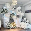 147 pçs branco cromo metálico prata balão guirlanda arco kit para festa de casamento aniversário decoração balões noiva chá de fraldas x072203x