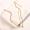 Nooit vervagen 18K vergulde merkontwerper brief hanger kettingen beroemde dames kristal strass roestvrijstalen choker nekl2097