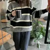 سترة Pullover Outer Wear Striped Top Womens Autumn and Winter New Slimming Fairy Style Style Japanese Soft Milk Sweater