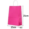 Bolsa de papel multifunción de color suave con asas, 50 Uds., 21x15x8cm, bolsa de regalo para Festival, bolsas de compras de alta calidad, papel kraft 289k