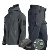 Survêtements pour hommes Hiver Automne Set Hommes Armée SoftShell Tactique Vestes imperméables Pêche Randonnée Camping Escalade Veste polaire à capuche 230909