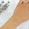 100% 925 Sterling Silver Söt härlig Blue White Cz Evil Eye Link Minimal Delicate Thin Chain Women Girl Bedårande armband1975