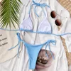 Dwuczęściowe garnitury 2024 seksowne bikini zestaw o niskiej talerze falisty solidny neonowy strój kąpielowy kobiety bandaż na plażowe stroje kąpielowe push upnie Kąpiel Kąpiec Kąpiec Nieba Blue Biquini w magazynie