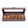 Watch Boxes Brown Color Luxury Wooden Case With Large Glass Lid Home Organizer Gift For Loved Ones