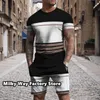 Męskie dresy letnie swobodny dróg mody Stripe Tshirt Shorts Zestaw starych kombinezonów joggingowych męski streś