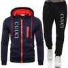 Men's Tracksuits 2023 Fashion Men Men's Suit Autumn Zipper Cardigan Jacket+Sweatpants Stripe Running Fitness Lashging 2 قطعة مجموعة T230910