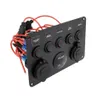 Panel de interruptor de barco de 5 bandas Panel de interruptor de coche Voltímetro digital a prueba de agua Puerto USB dual Combinación de salida de 12 V LED marino Rocker Car3247