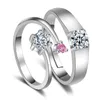 Bagues de fiançailles en argent réglables, mises à jour, en cristal, zircone cubique, diamant, pour femmes et hommes, bijoux cadeaux de mariage pour Couple