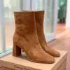 Mode gianvito rossi stövlar designer ankel stövel kvinnor chunky häl tossor fårskinn läder bootie damer bröllop party boot calfskin läder motorcykel stövlar